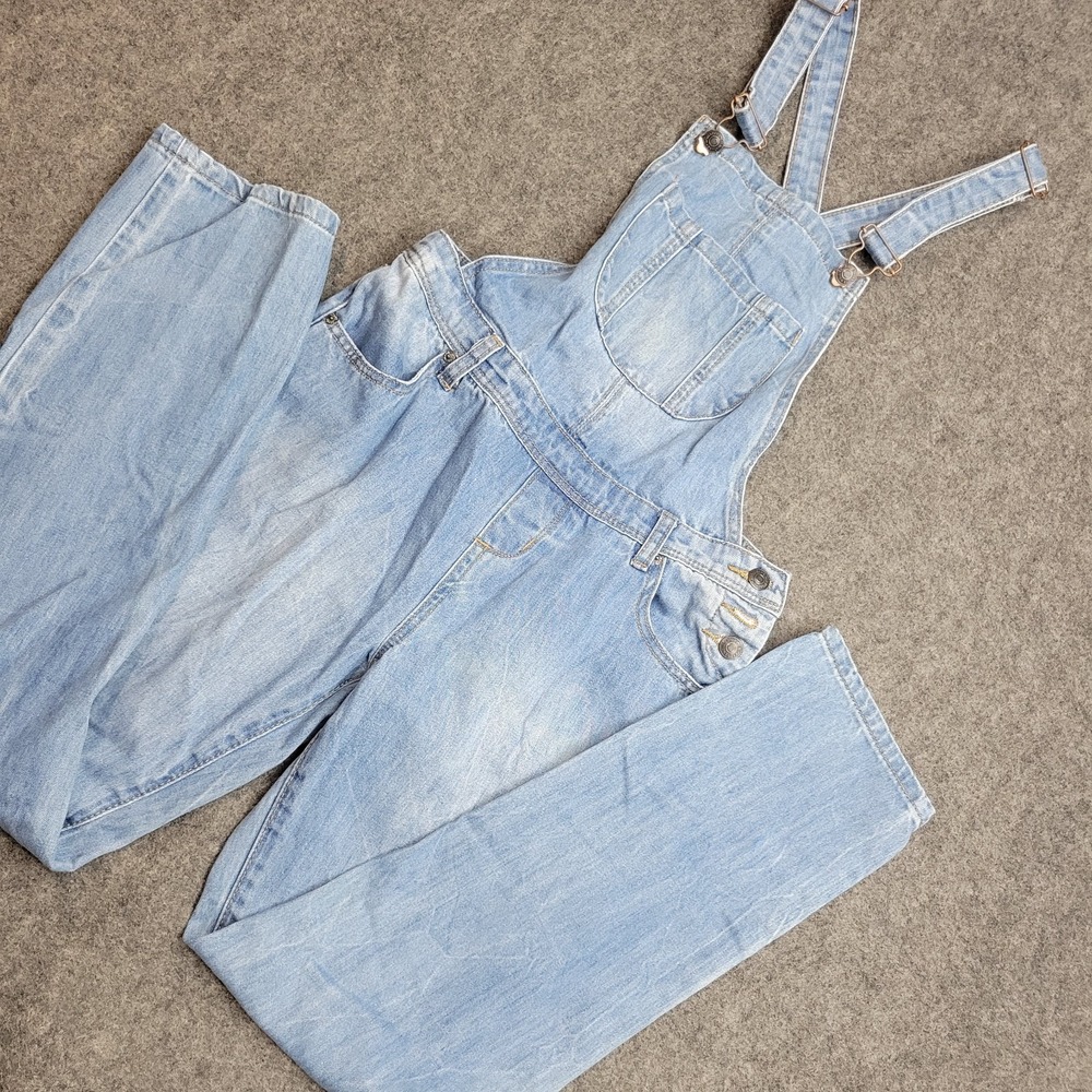 Signature Eight Overalls Womens Small Denim Distressed Adjustable Straps Y2K